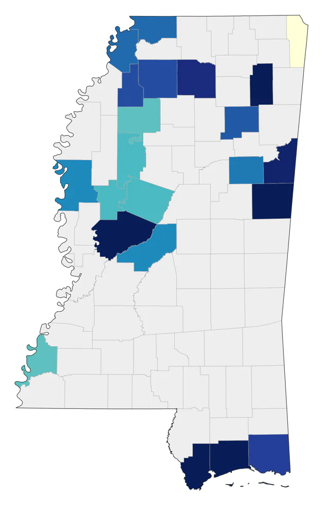 Baird's Sandpiper county map