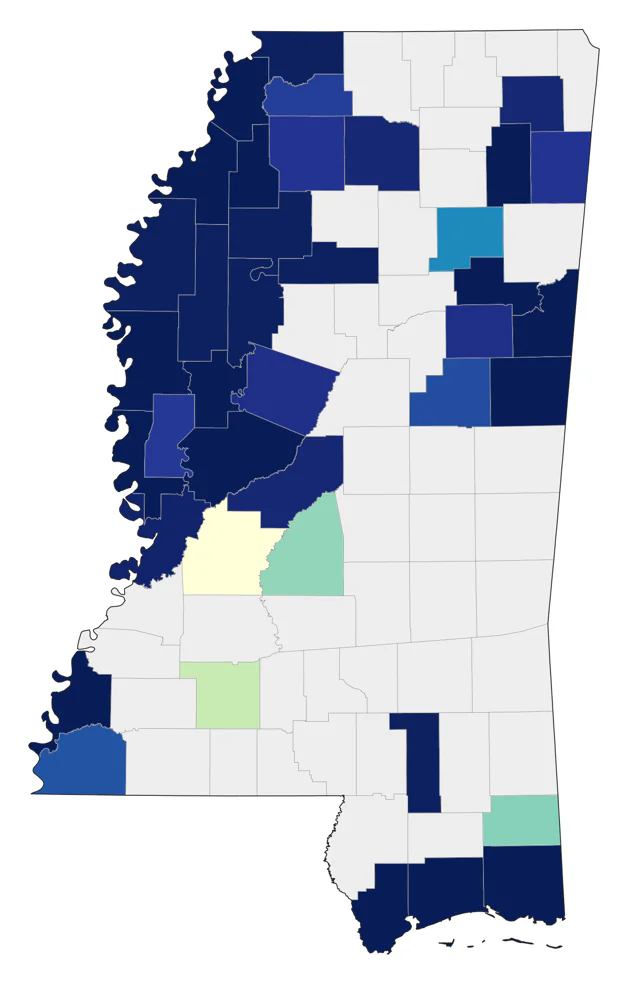 Black-necked Stilt county map