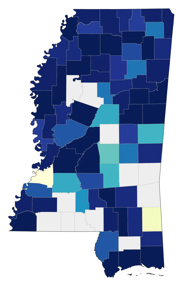 Black-throated Green Warbler county map