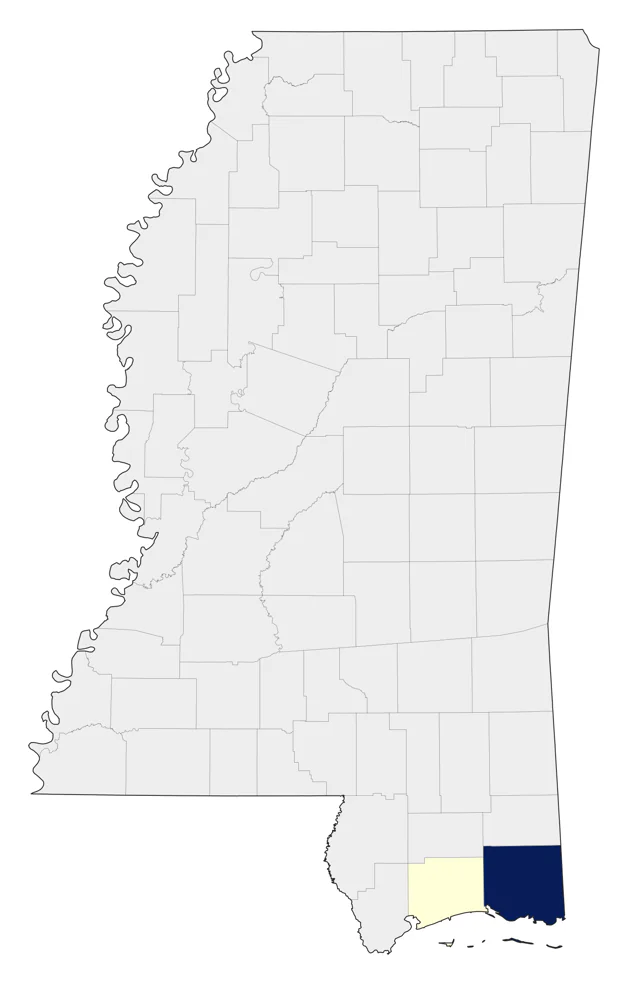 Black-whiskered Vireo county map