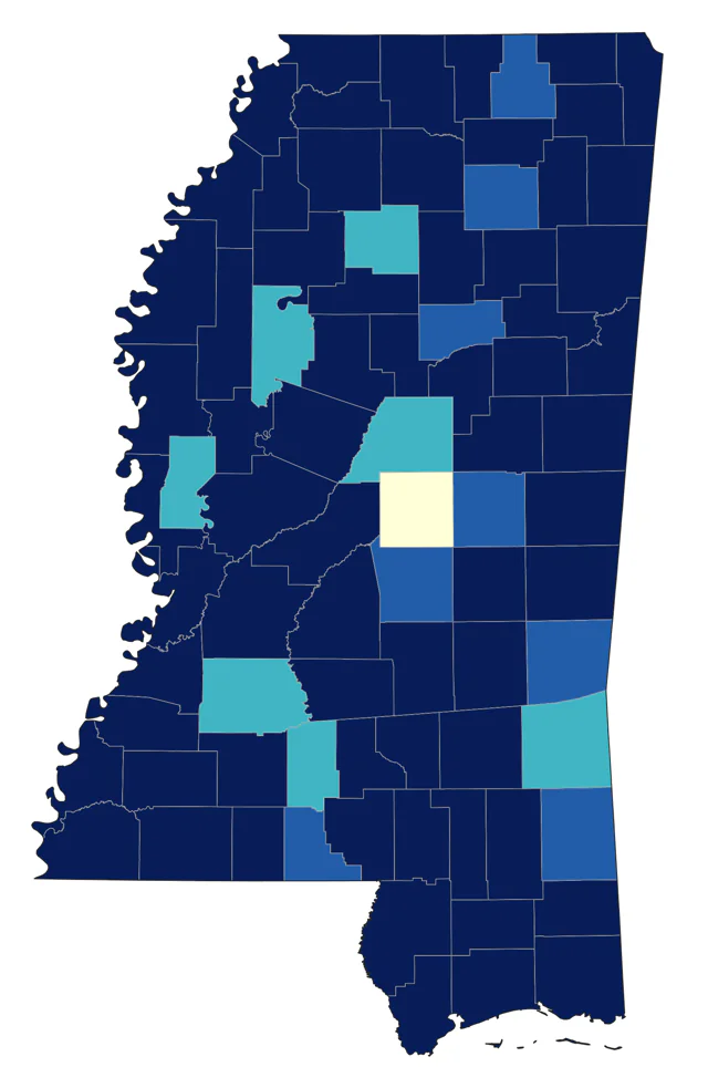 Blue Grosbeak county map