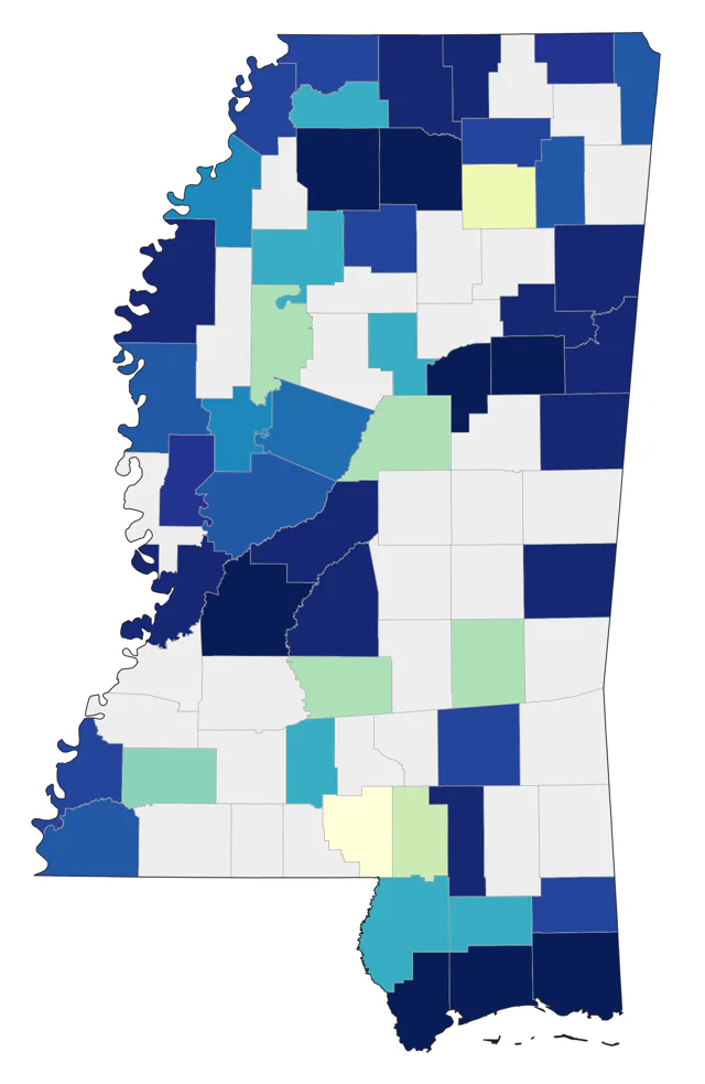 Blue-winged Warbler county map