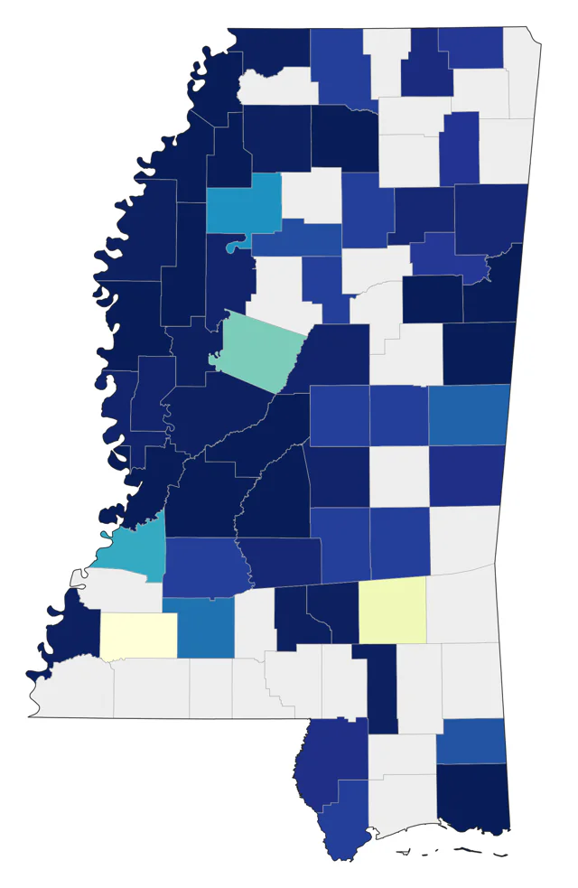 Brewer's Blackbird county map
