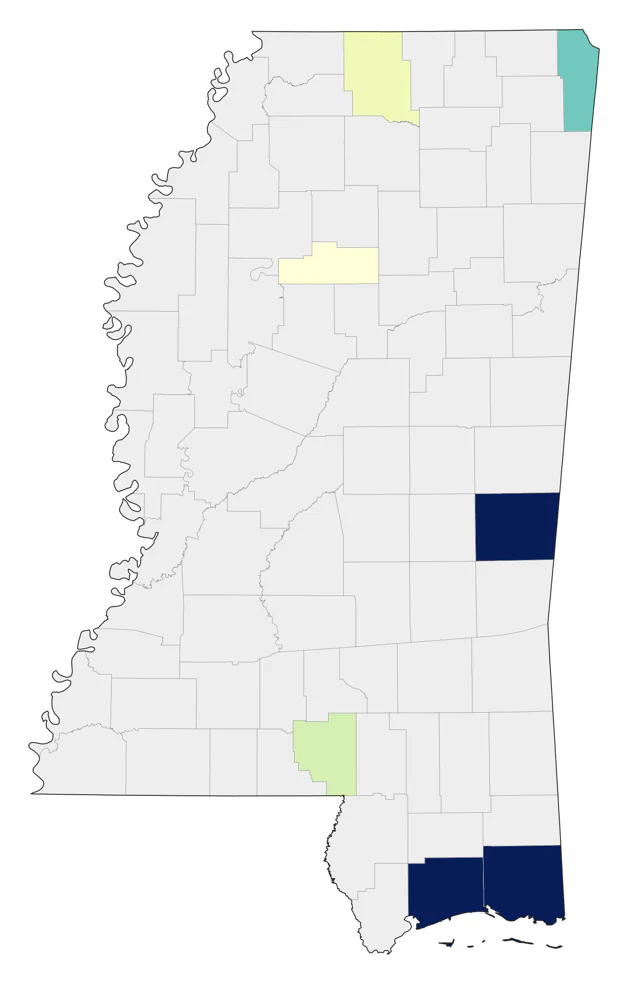 Brown Booby county map