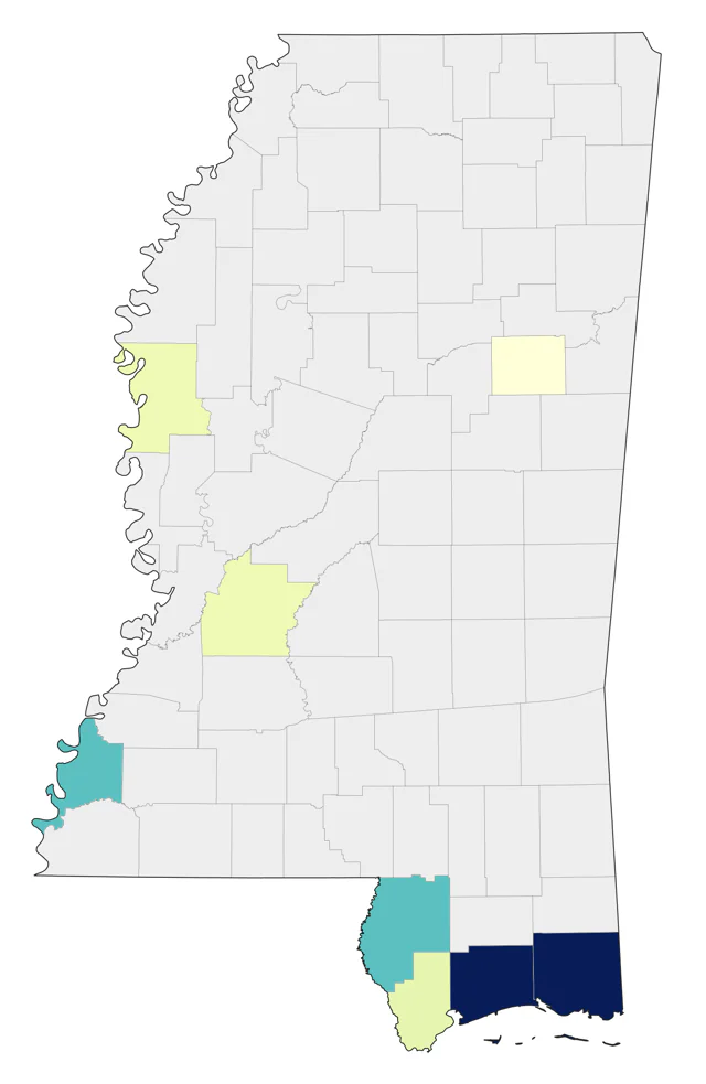 Buff-bellied Hummingbird county map