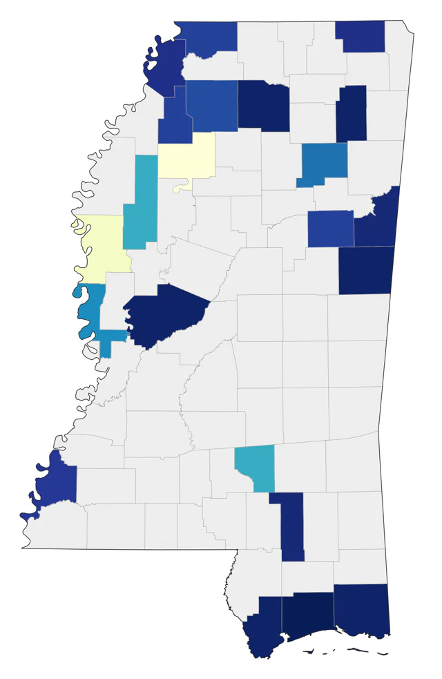 Buff-breasted Sandpiper county map