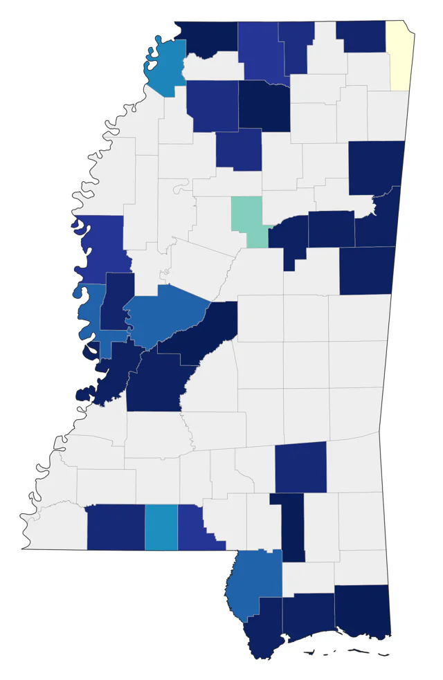 Cerulean Warbler county map