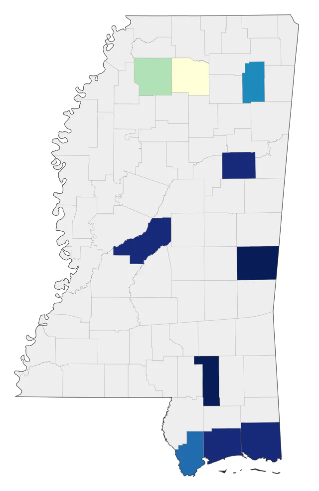 Clay-colored Sparrow county map