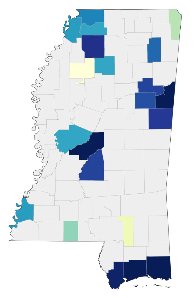 Common Tern county map