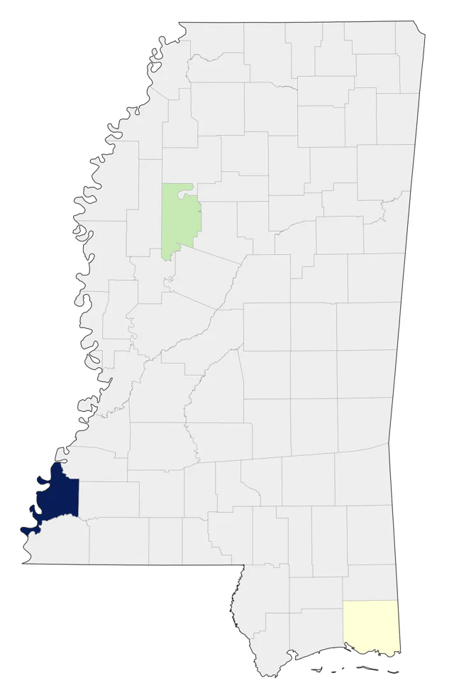 Couch's Kingbird county map