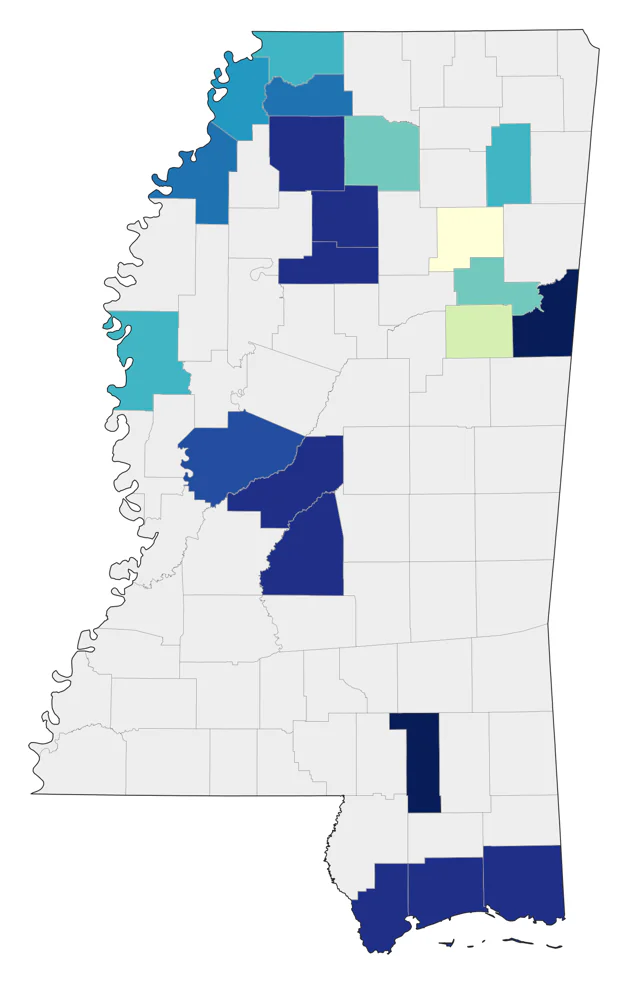 Franklin's Gull county map
