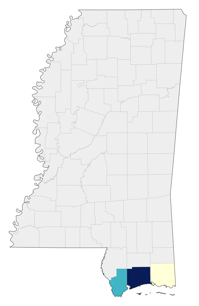 Gray Kingbird county map