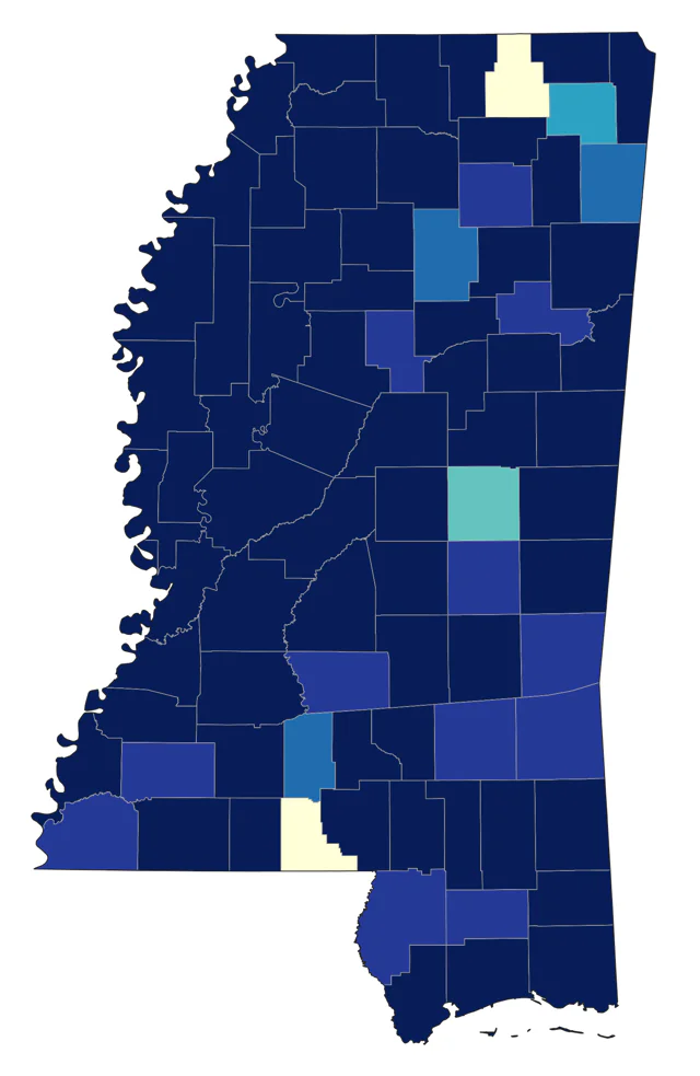 Hairy Woodpecker county map
