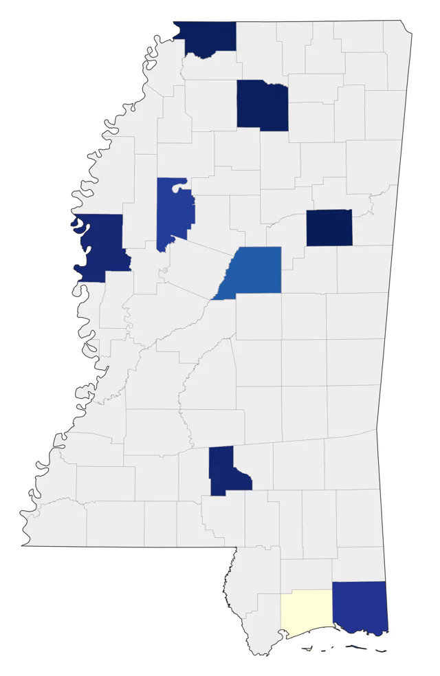 Harris's Sparrow county map