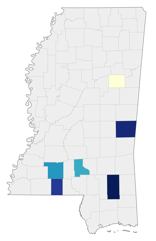 Helmeted Guineafowl county map