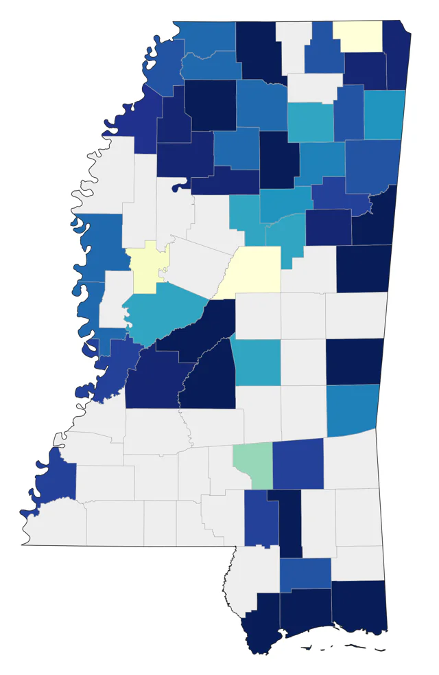 Horned Grebe county map