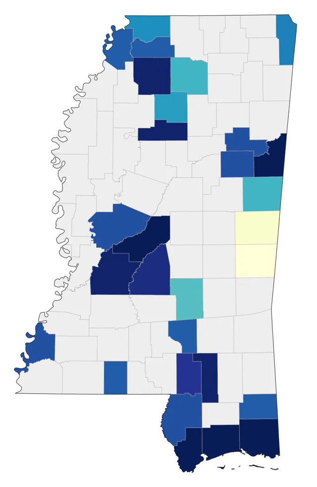 Laughing Gull county map