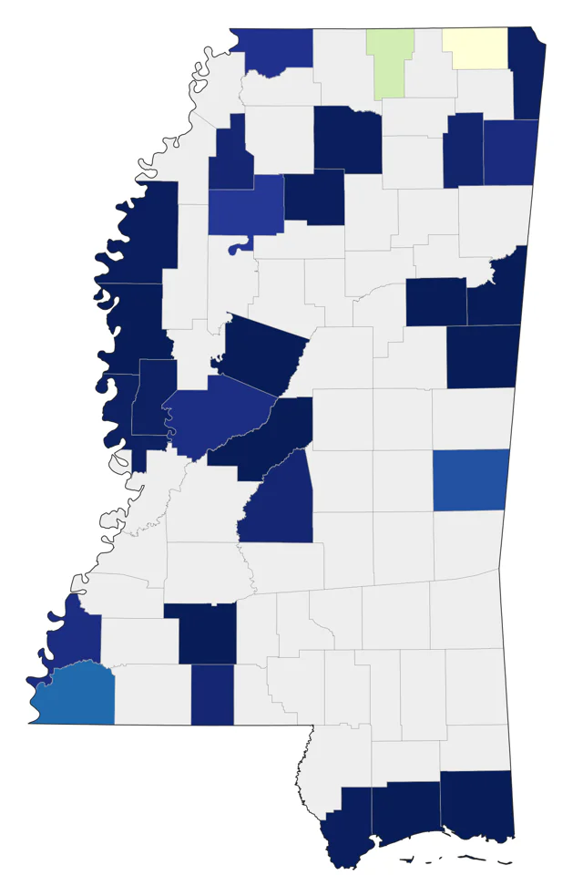 Least Bittern county map