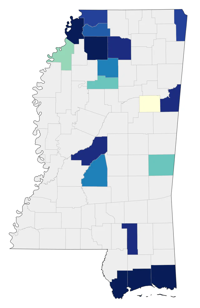 Lesser Black-backed Gull county map