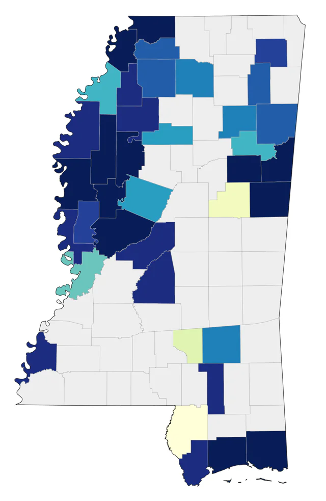 Long-billed Dowitcher county map