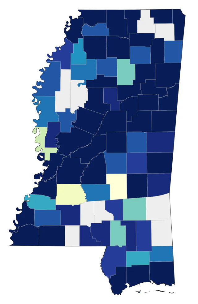 Louisiana Waterthrush county map