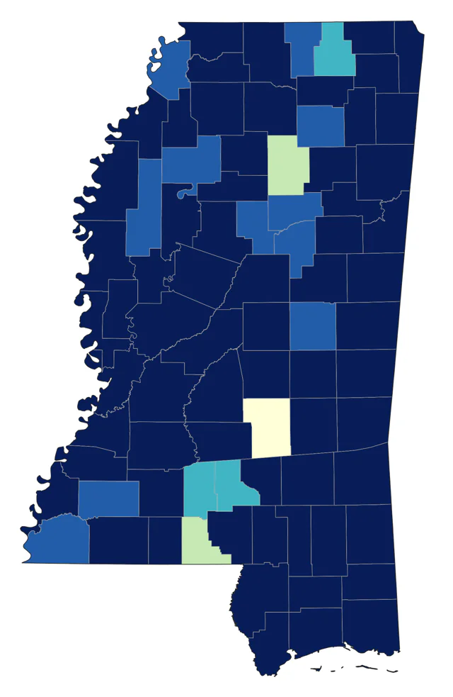 Mississippi Kite county map