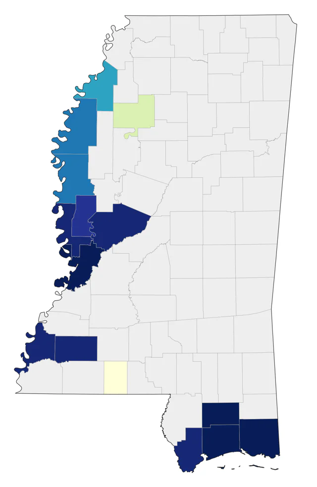 Mottled Duck county map