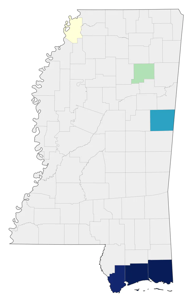 Nelson's Sparrow county map