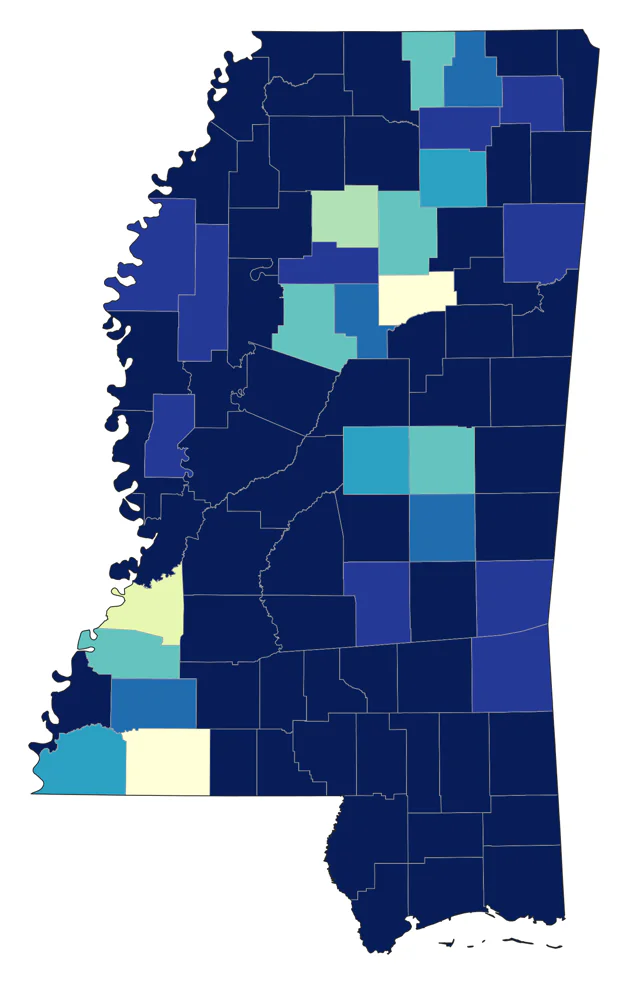 Pied-billed Grebe county map
