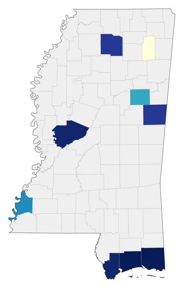 Piping Plover county map