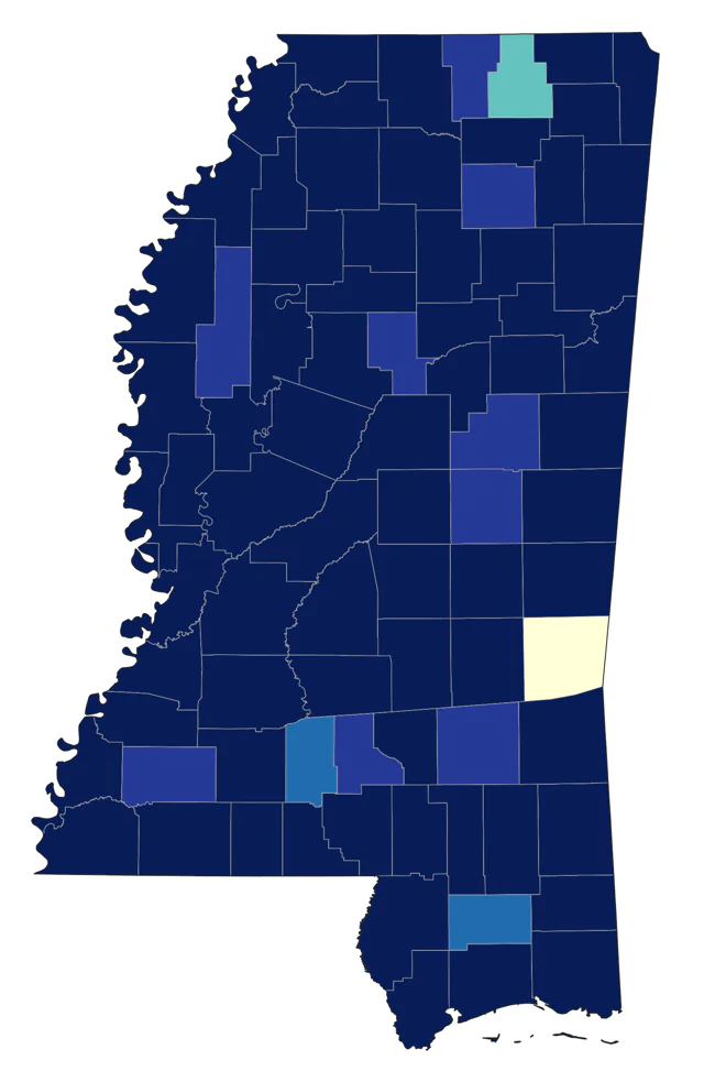 Prothonotary Warbler county map