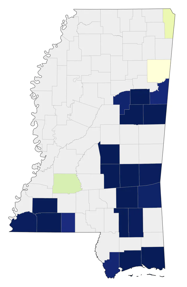 Red-cockaded Woodpecker county map