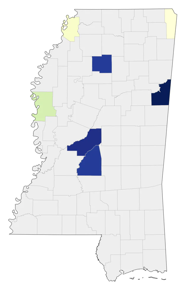Red-necked Grebe county map