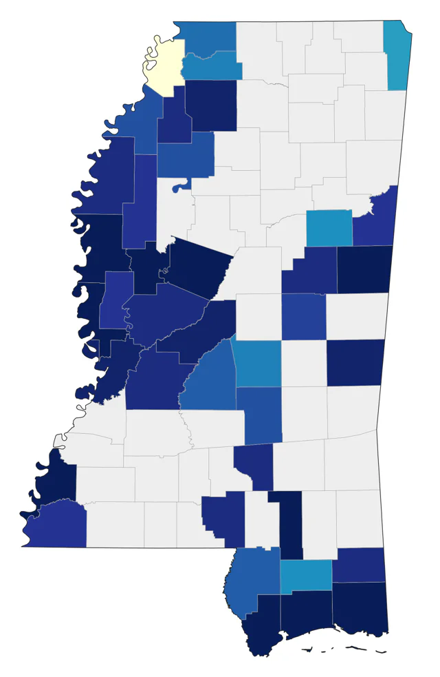 Tricolored Heron county map