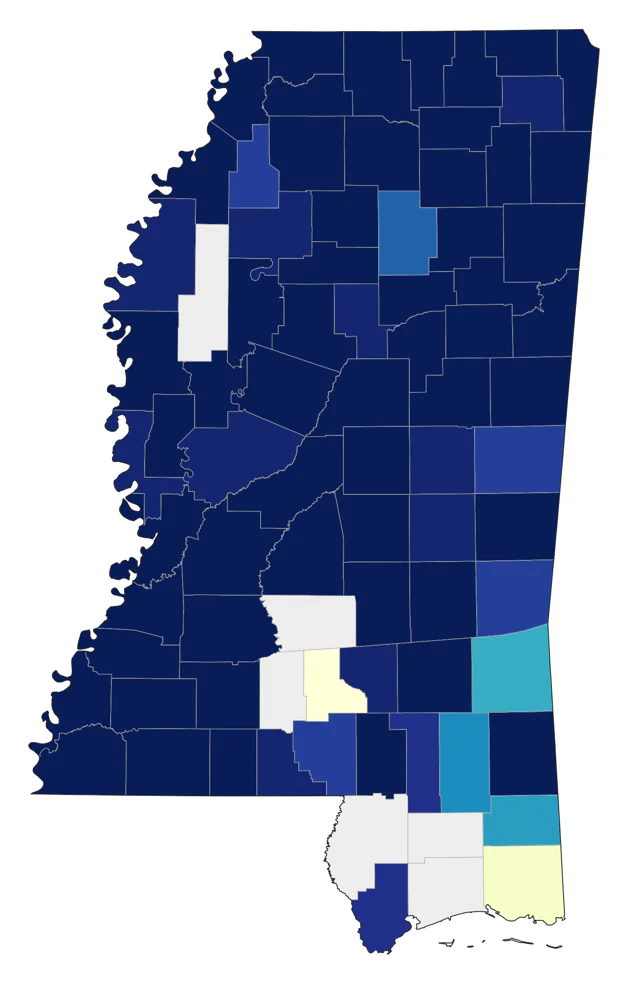 White-breasted Nuthatch county map