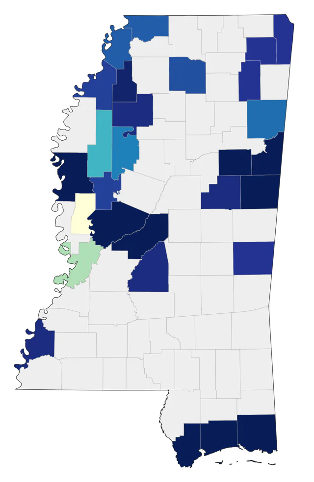 White-rumped Sandpiper county map