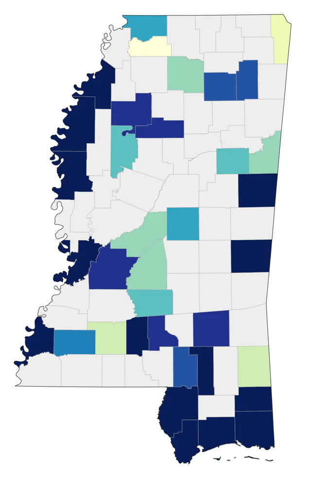 White-winged Dove county map