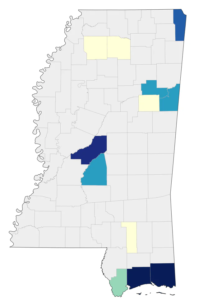 White-winged Scoter county map