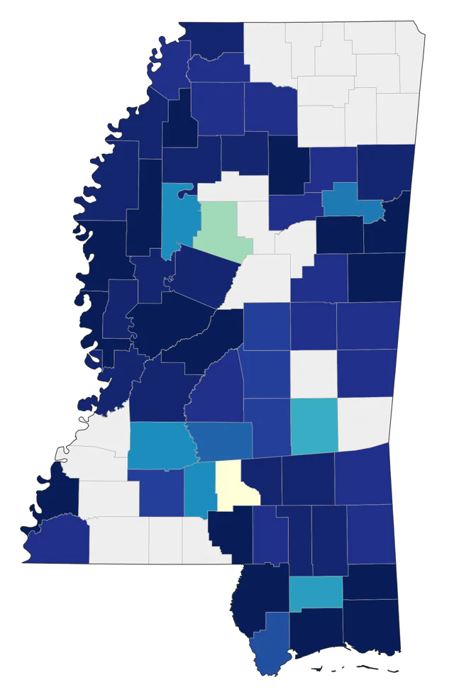 Wood Stork county map