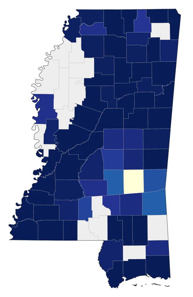 Worm-eating Warbler county map