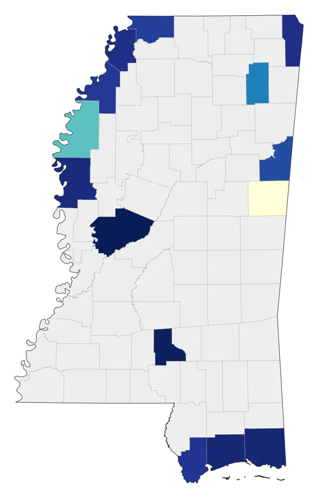Yellow-headed Blackbird county map