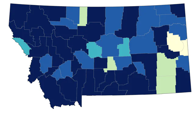 American Pipit county map