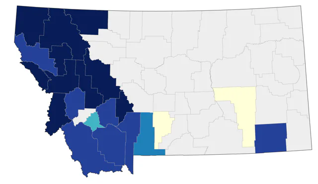 Black-backed Woodpecker county map