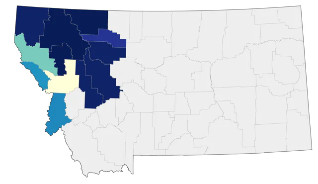 Boreal Chickadee county map