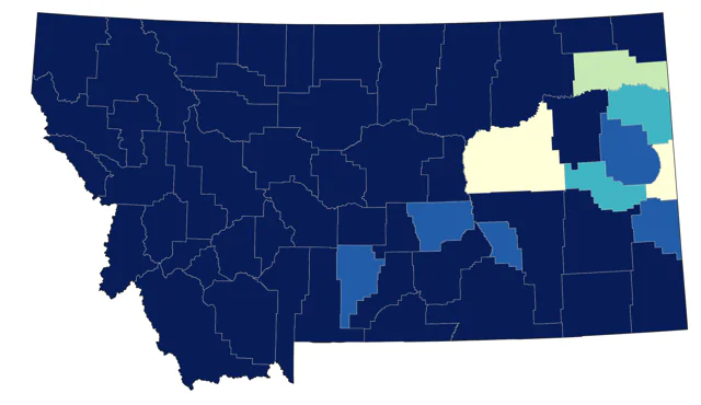 Common Goldeneye county map