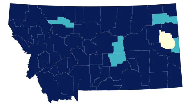 Common Merganser county map