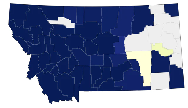 Evening Grosbeak county map