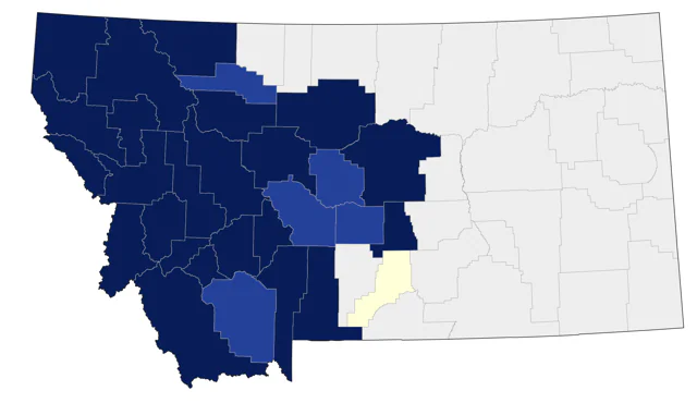 Pileated Woodpecker county map