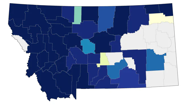 Red-necked Grebe county map