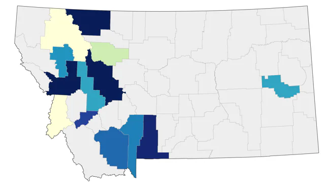 Red Phalarope county map